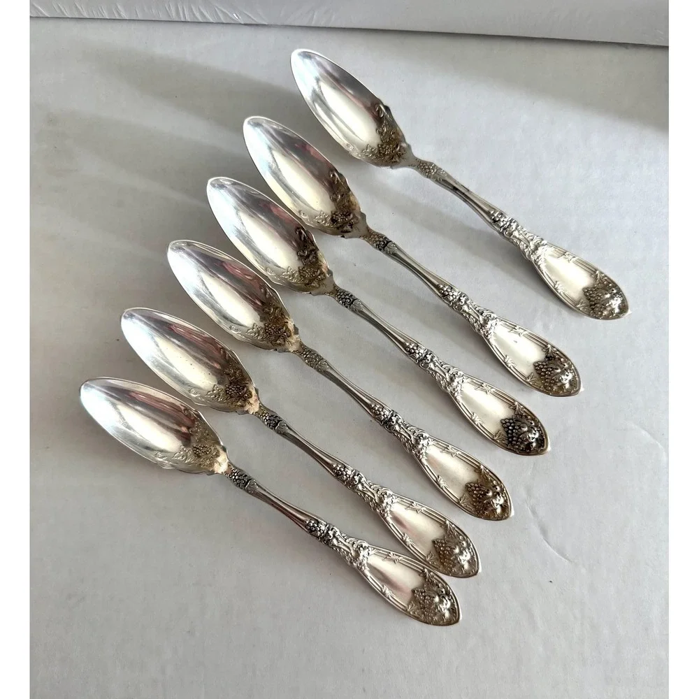 6 Silver Plated 1908 Rogers La Vigne Grapefruit Spoons